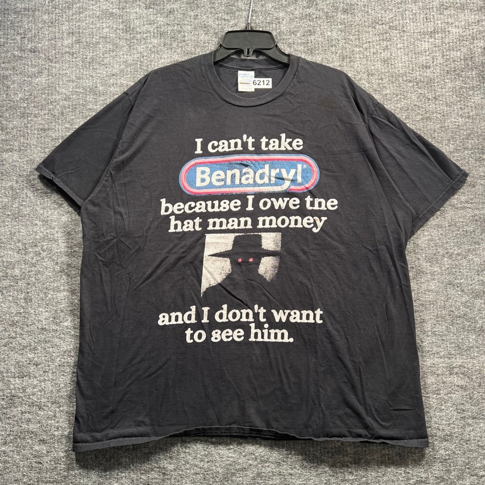 Port & Company Hat Man Money Meme Graphic T-Shirt Black 2XL